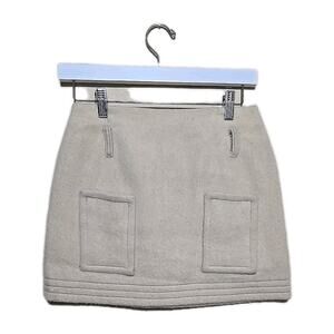 Vtg 1970s Charlie's Girls Cream Wool Pockets Academia Mini Skirt Womans Size 5